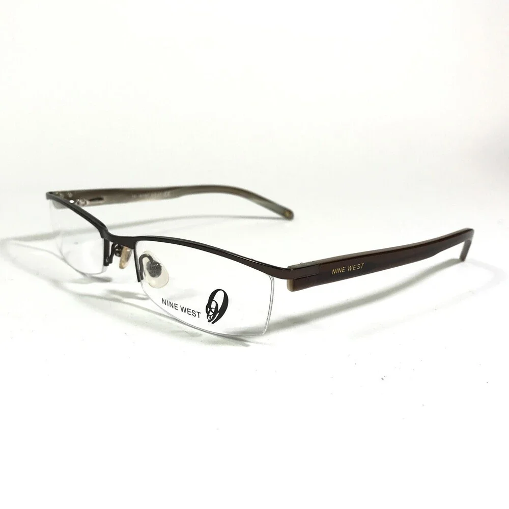 Nine West Eyeglasses Frames NW416 0CU2 Brown Rectangular Half Rim 51-18-130